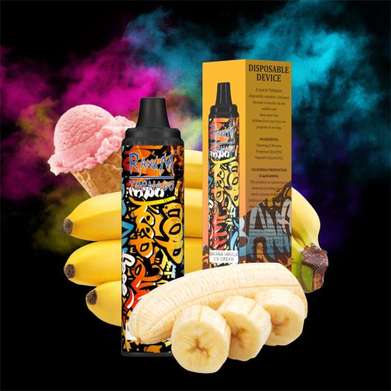 RandM Tornado 6000 Airflow Control Vape Pod Gerät 1St Bananen-Vanille-Eis RandM rabattcode 8FV8T297